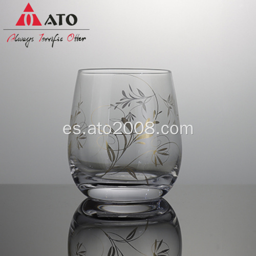 Preciosa taza de vidrio de agua pintada de vino a mano